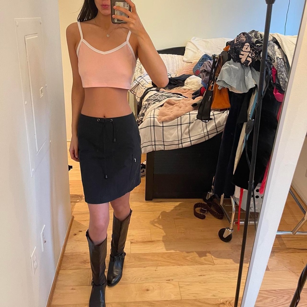 Pink & White Vintage Cropped Tank Top